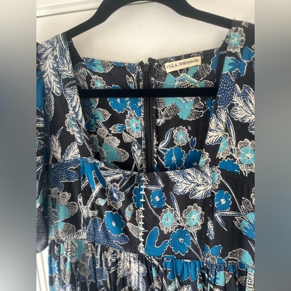 Ulla Johnson $495 Floral Nora Blue Puff Sleeve Dress Size Small - Picture 7 of 11